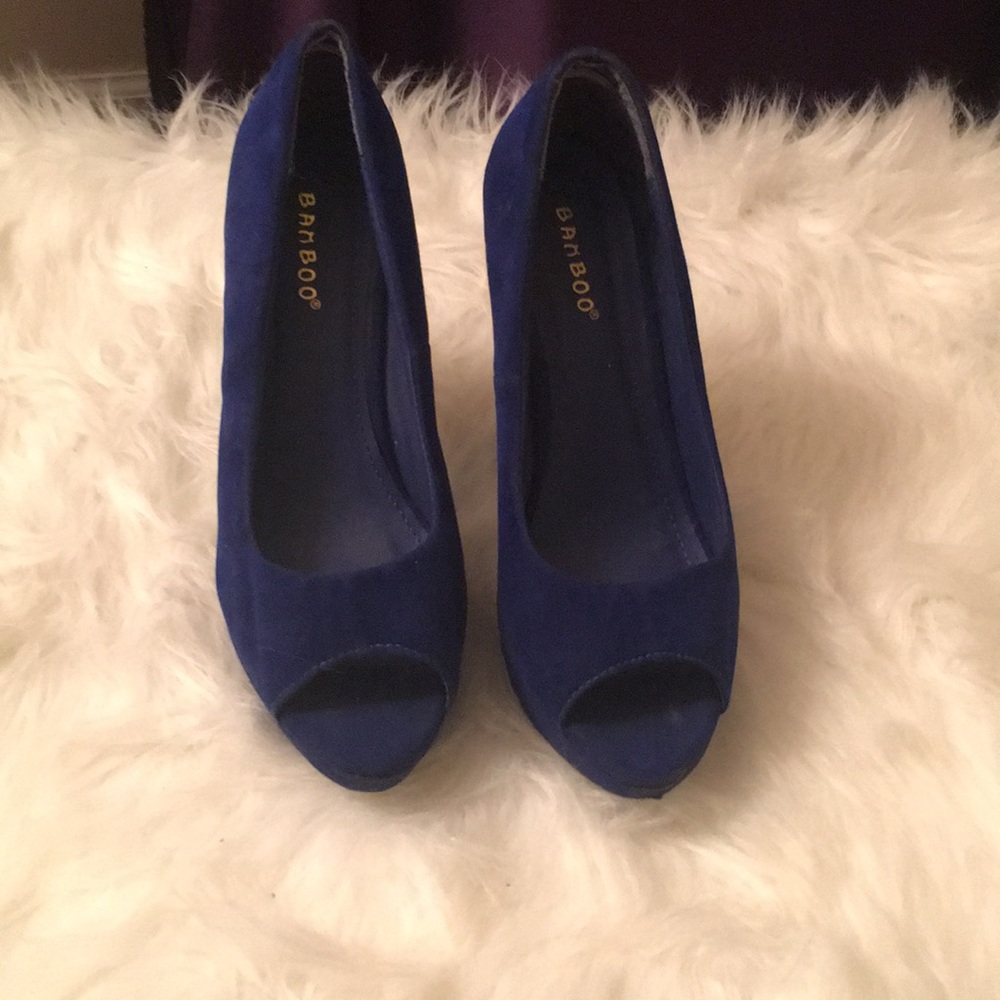 Dark Blue Suede Heels